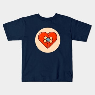 Broken Heart With Injury Tape Plaster Cartoon Vector Icon Illustration Kids T-Shirt